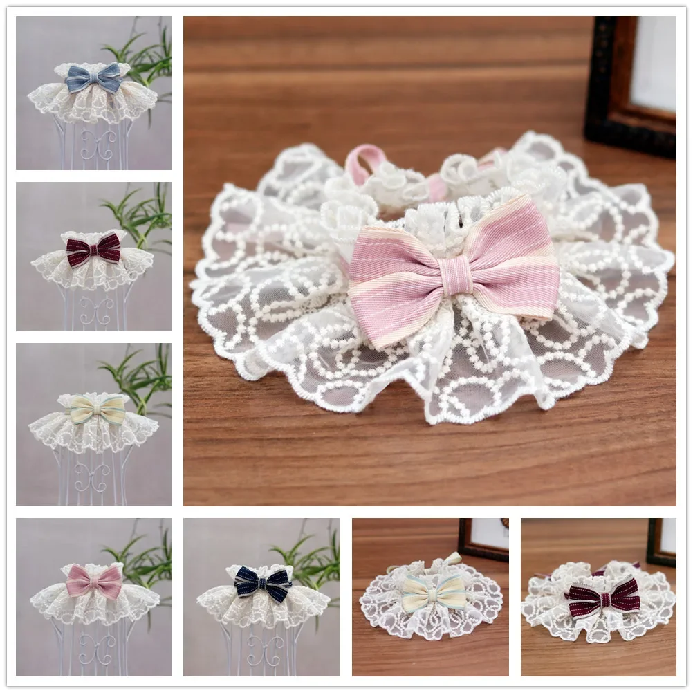 Fashion Cat Dog Scarf Neckerchief Cats Kitten Flower Lace Bow Bell Collar Dog Puppy String Bib Necklace
