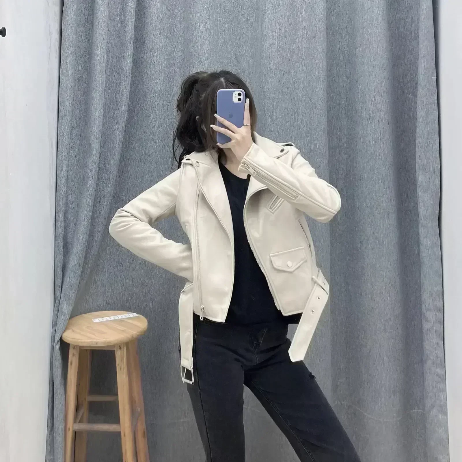 Veste en Cuir Artificiel pour Femme, Manteau Vintage à Manches sulf, Surchemise Chic, Nouvelle Mode 2023