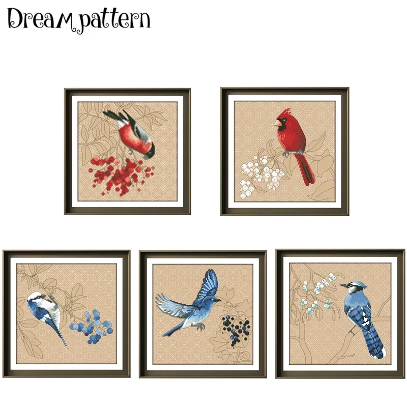 Bird and mistletoe cross stitch kit 18ct 14ct 11ct flaxen linen fabric cloth cotton thread embroidery DIY handmade