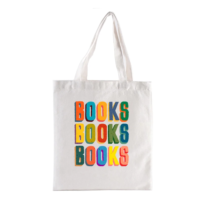 Books Books Books Graphic Shopping Bags Funny Tote Bag Women's Handbag Fashion Handbags Casual Totes Shopper Totebag Eco Canvas