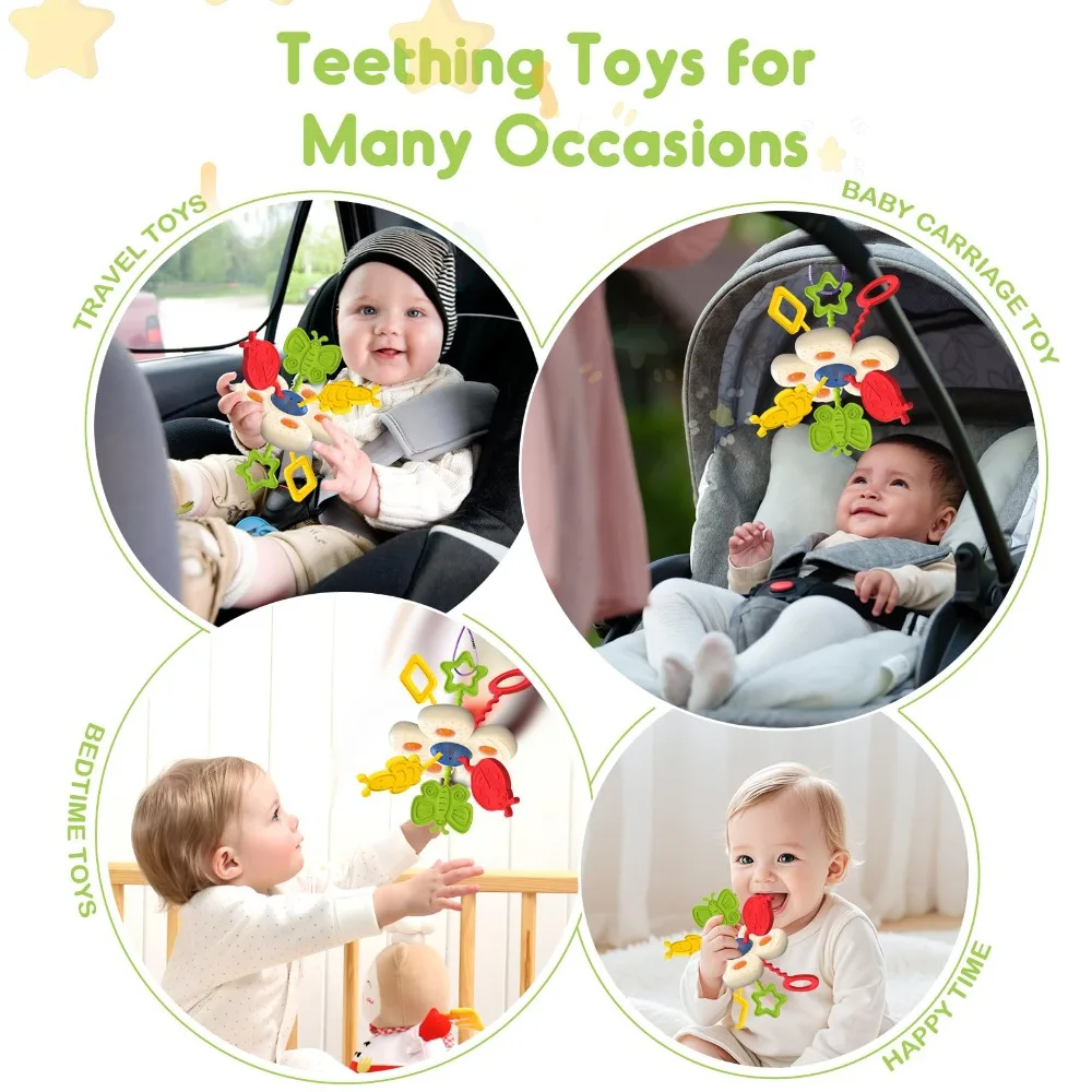 Food Grade Baby Zintuiglijk Speelgoed Zachte Siliconen Trompet Pasgeboren Kauwspeelgoed Bloemen Vroeg Onderwijs Baby Reizen Speelgoed For1-2 jaar oud