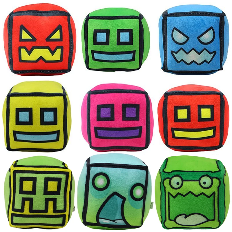 

Geometry Dash Plush Toy Cube Volume Wood Stuffed Animal Doll for Kids and Gaming Fans Plushie Pillow Children Birthday Xmas Gift