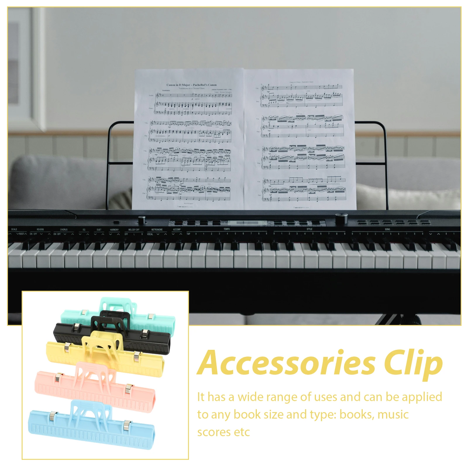 

5 Pcs Piano Page Holder Score Clip Book Keyboard Wind Clips Document