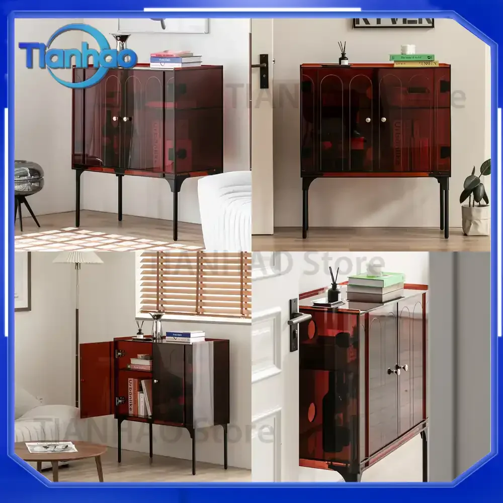 Acrylic Sideboard Cabinet for French Style Entryway Bedroom Living Room Sofa Storage Mid Century Modern Creative Wine Cabinet