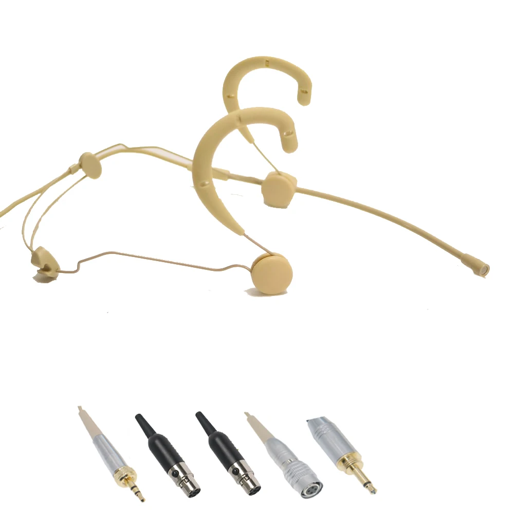 Universal Beta54 Super Cardioid Beige Headworn Microphone For Shure 4Pin TA4F Sennheiser AKG 3Pin Connectors