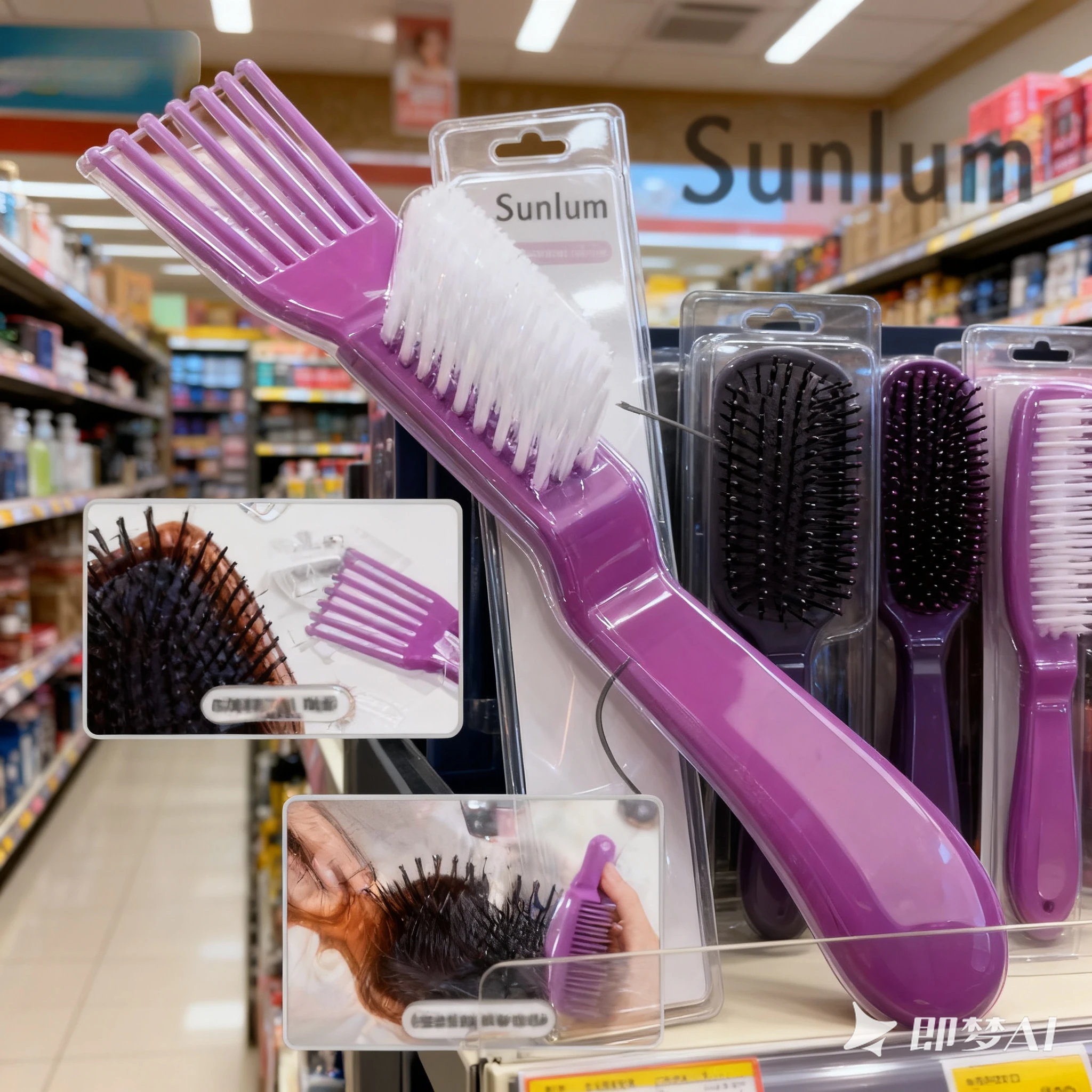 فرشاة تنظيف الشعر والمشط 2 في 1 بتصميم مزدوج الرأس لوسادة هوائية/أمشاط عادية وأمشاط تجعيد وإزالة الشعر المكسور والغبار