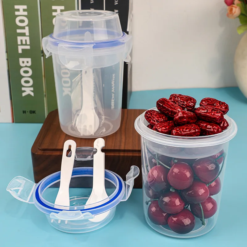 Fresh-Keeping Food Container Fruit Salad Yogurt Box Kitchen Container For Cereals Double-Layered Portable Travel Storage Jars