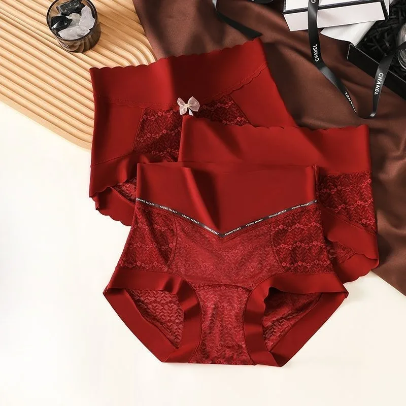 

Ankela красное сексуальное кружевное жаккардовое нижнее белье со средней талией, женское дышащее свадебное праздничное домашнее белье, сексуальное дышащее нижнее белье