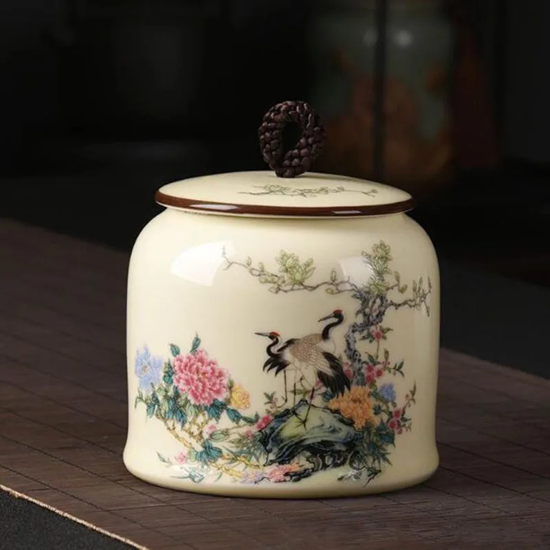 Big Size Pottery Canister Container for Puer Tea Chinese Style Tea Caddy Seal Storage Jar Kitchen Teaware Ceramic Crafts 720ml