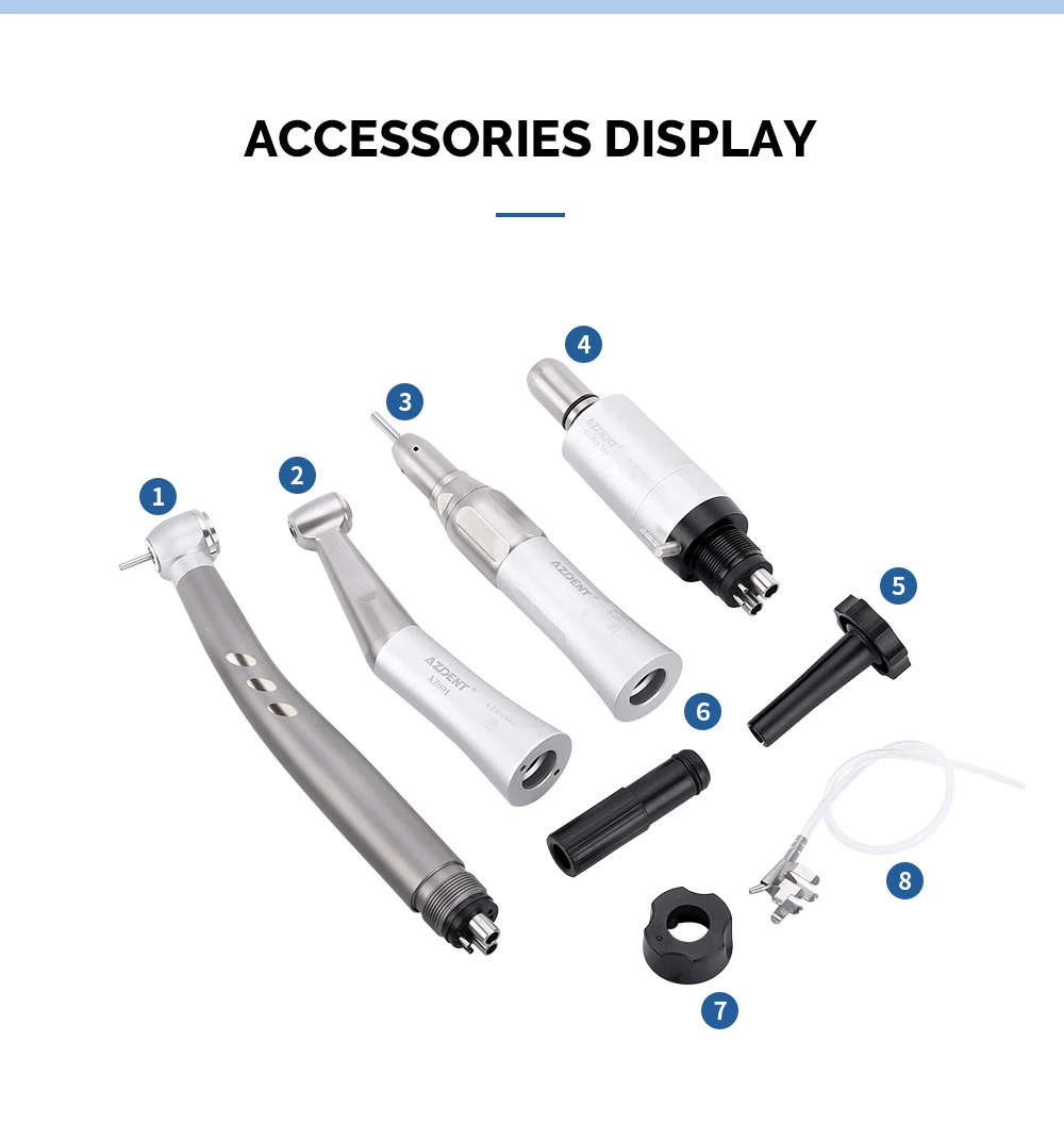 AZDENT Set Dental Hochgeschwindigkeits-Handstück LED Integrierter E-Generator Niedriggeschwindigkeits-Kit 2/4 Löcher Druckknopf Keramiklager Luftscaler – Detail 27