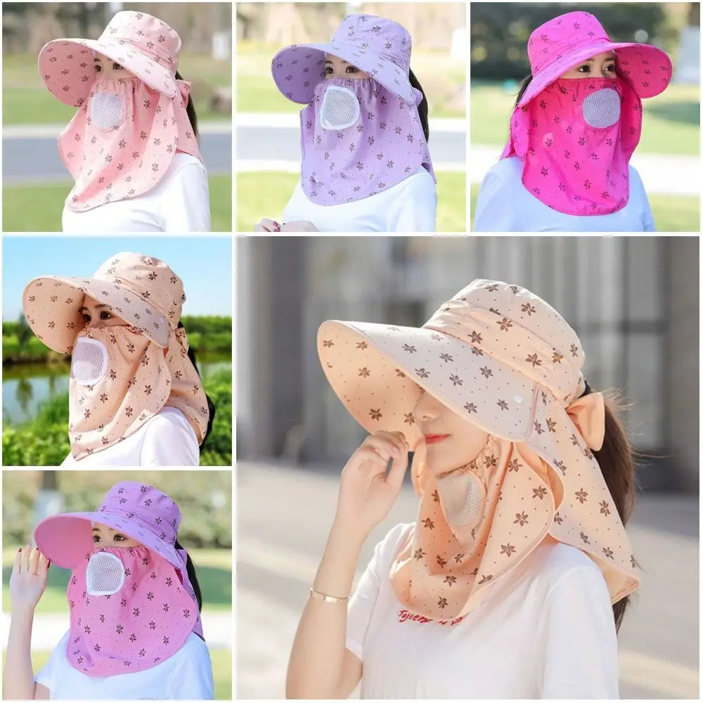 Summer Ear Flap Sun Hat Face And Neck Protect Wide Brim Women Hats Lace UV Protection Sunscreen cap Women