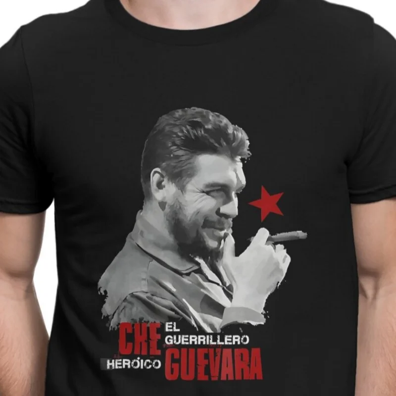 Camisetas de sonrisa para hombre, ropa de algodón Che Guevara, Vintage, manga corta, cuello redondo,  verano