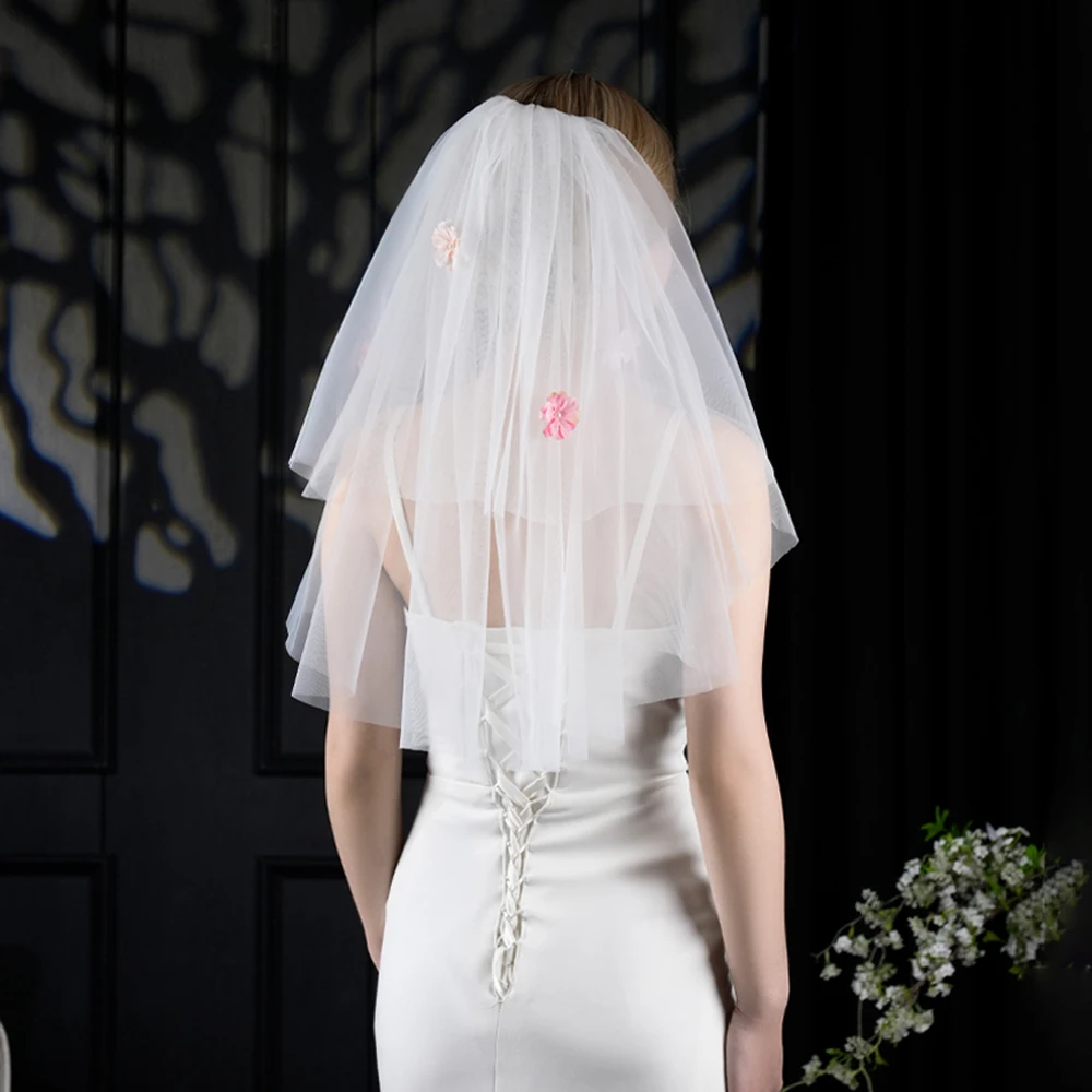 

2 tire Elbow length flower bride veil with hair comb party bride accessory veil bridesmaid party wedding veil bride gift