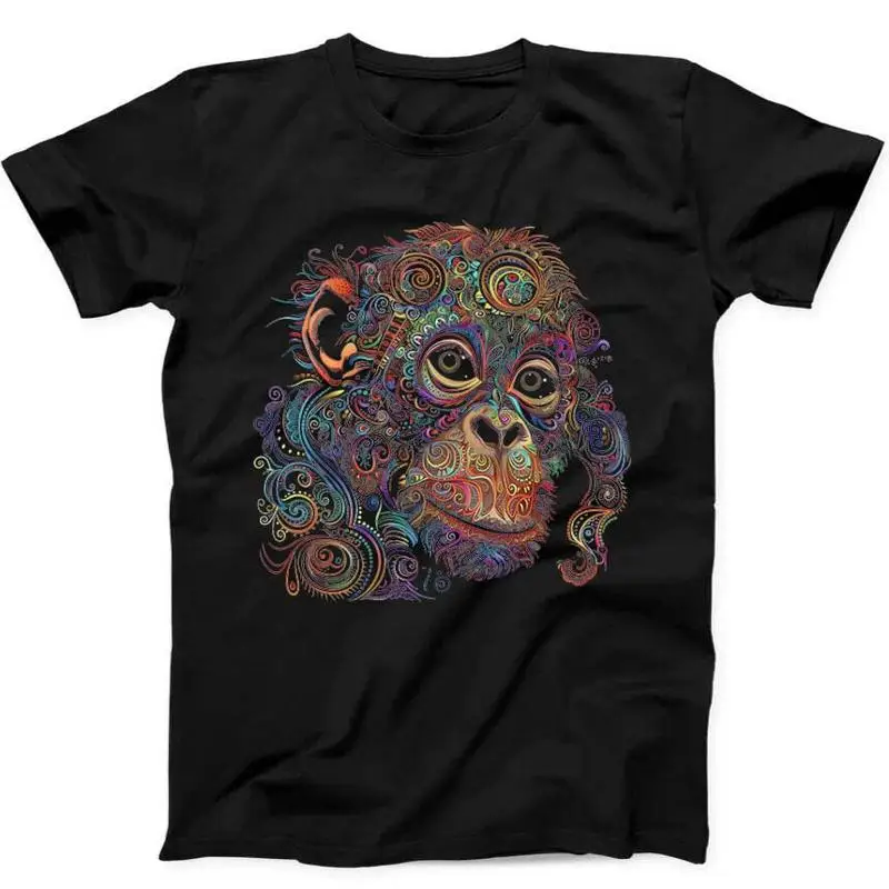 Monkey Mandala Art Best Seller Regalo divertido Camiseta negra 259