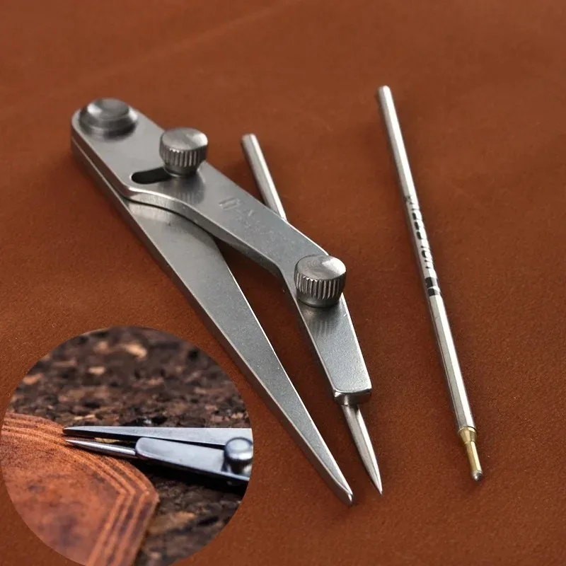 

Stainless Steel Spacing Gauge Multifunctional Leather Scriber DIY Manual Leather Products Lineation Marking Auxiliary Tools