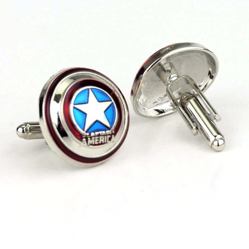 Disney Marvel Sci-fi Movie Avengers Captain America Shield Cufflinks Fashion Trend Metal Cufflinks Accessories Gifts For Fans