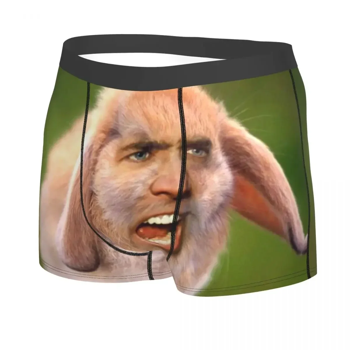 Custom Nicolas Cage Rabbit Underwear Men Stretch Funny Meme Boxer Briefs Shorts Panties Soft Underpants For Homme