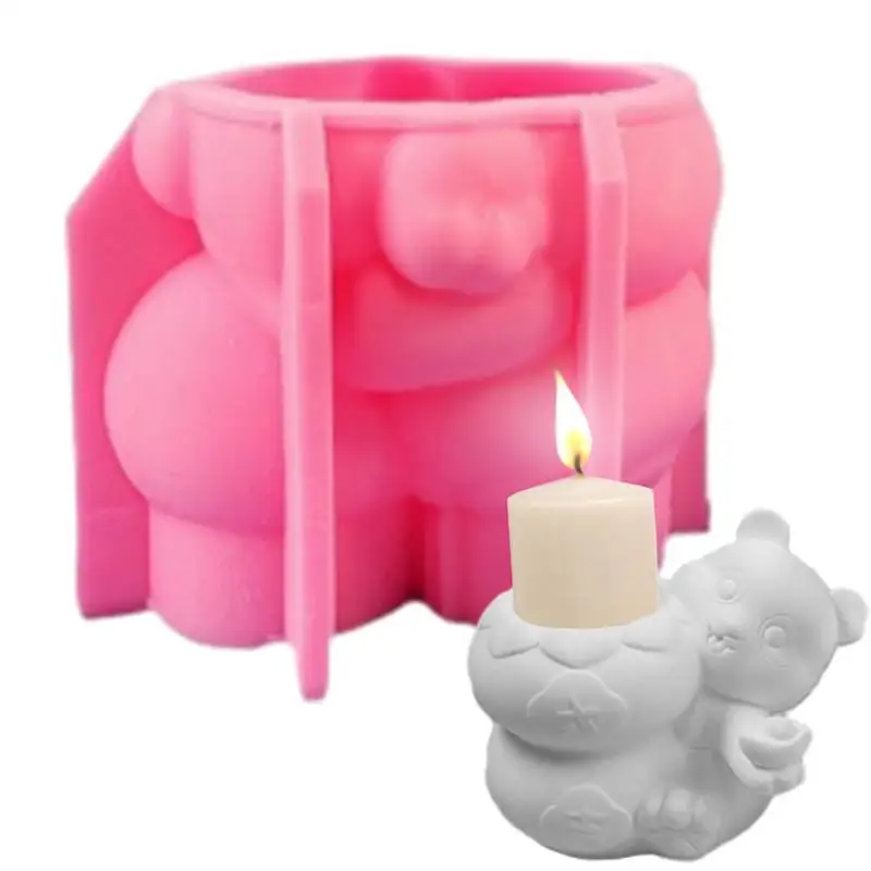 

Desk Pen Holder Molds For Epoxy Resin Pen Holder Resin Mold 3D Bear Holding Jar Design 3D Making Home Display Decor Crafts