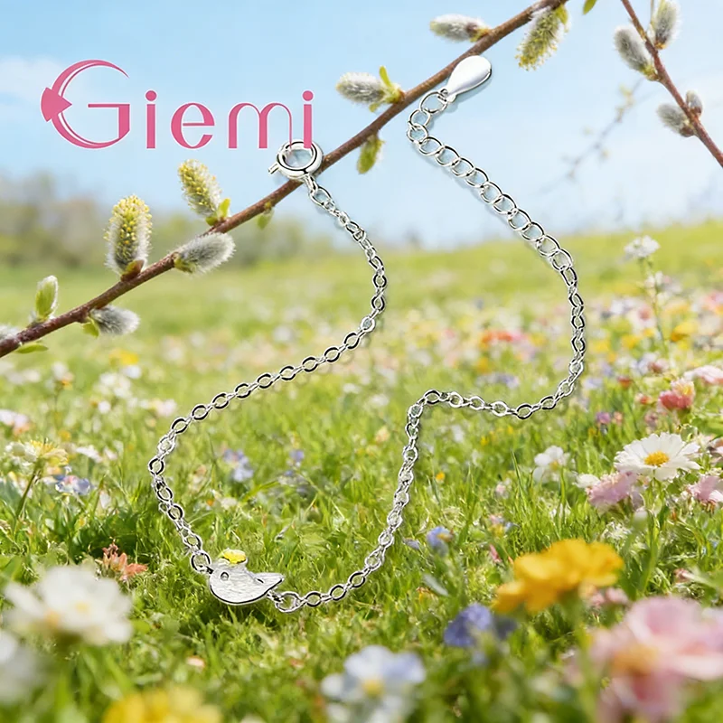 Adorable Whale & Gold Heart 925 Sterling Silver Bracelet Tiny Bead Chain Adjustable Bracelet Sweet Fashion Jewelry for Women