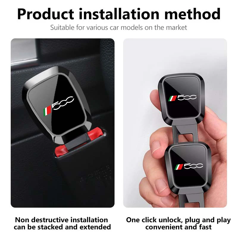For Fiat Car Seat Belt Extender Metal Safety Belt Plug Buckle Clip Abarth 500 FR Freemont Stilo Grande Doblo Tipo