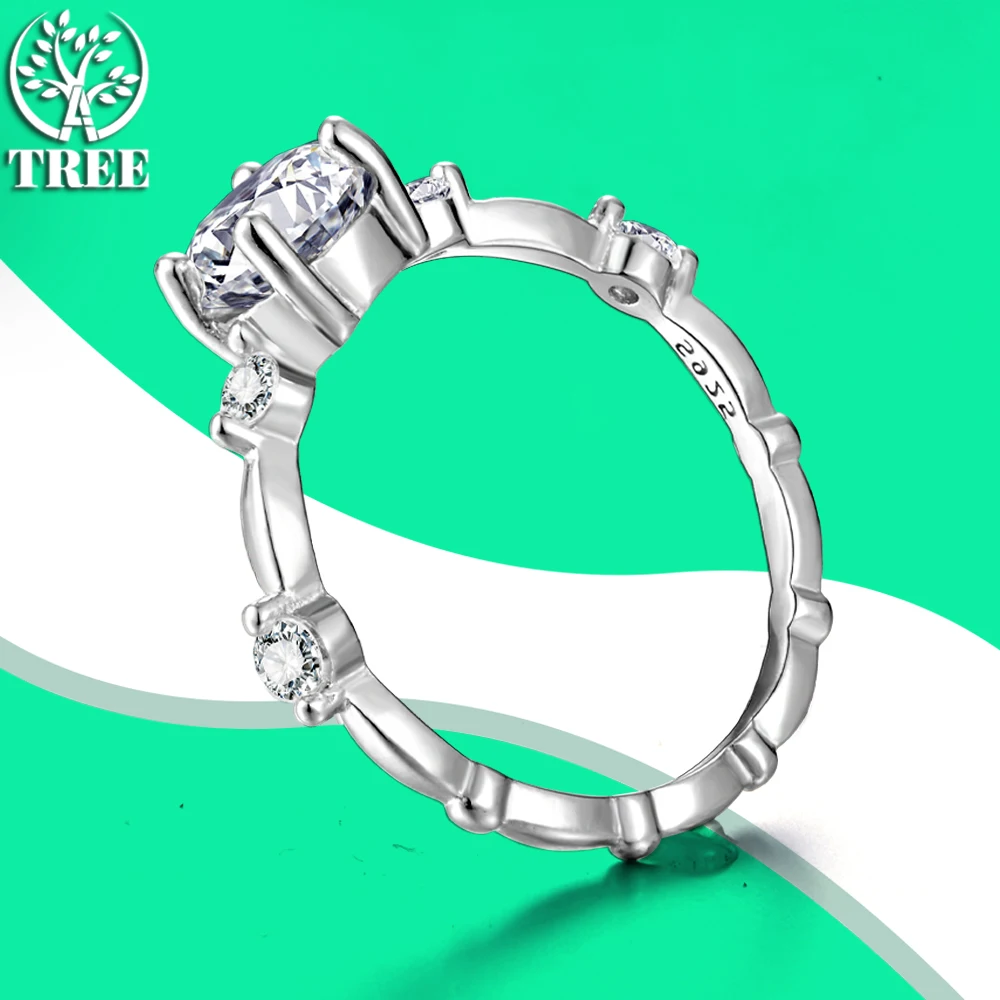 

ALITREE 1ct 6.5mm D Color Moissanite Ring 925 Sterling Sliver Cocktail Rings with GRA Certificete Jewely Wedding Bands for Women