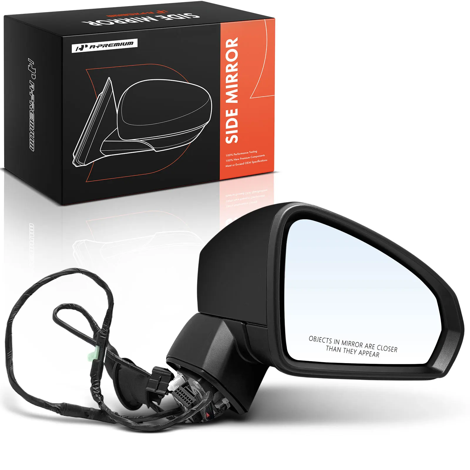 A-Premium Passenger Side Power Door Mirror for Volkswagen Taos 2022-2024 Manual Folding Heated Smooth Black