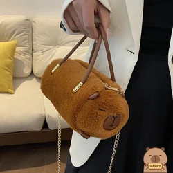 Kapybara Plush Crossbody Bag New Cute Plush Kapybara Bucket Bag Large Capacity Capybara Shoulder Crossbody Bag Bucket Bag