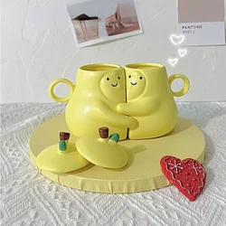 Kawaii Never Divide Pear Hugging Pear Couple Ceramic Cup Ins High Appearance Level Mug Cute Birthday Gift Water Cups Ceramic Mug