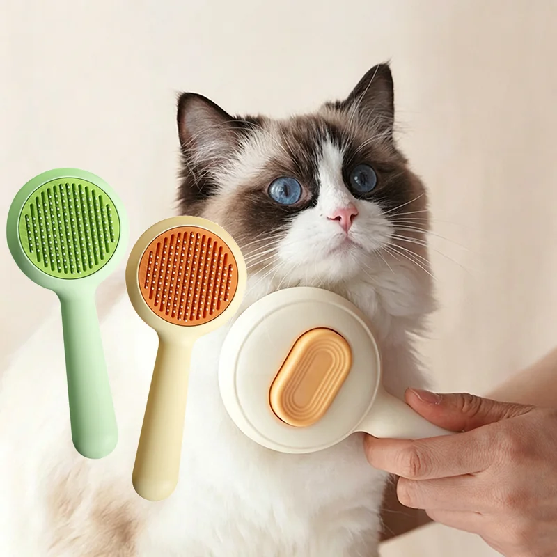 One Click Cat Hair Cleaning Dematting Brush Comb Dog Hair Removal Brush Cat Grooming Tool Dog Hair Shedding Trimmer Needle Comb