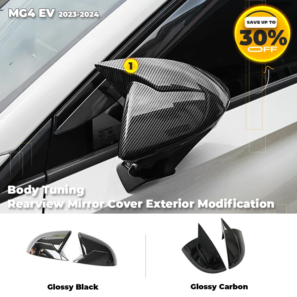 

For MG4 EV 2023-2024 Body Kits Horn Rearview Mirror Black Decorative Trim Cover Carbon Accessory Exterior Modification Parts