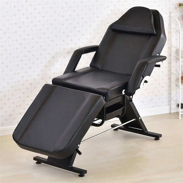 Commercial Metal Frame Massage Bed With Buff Synthetic Leather Upholstery For Professional Spa And Salon Use