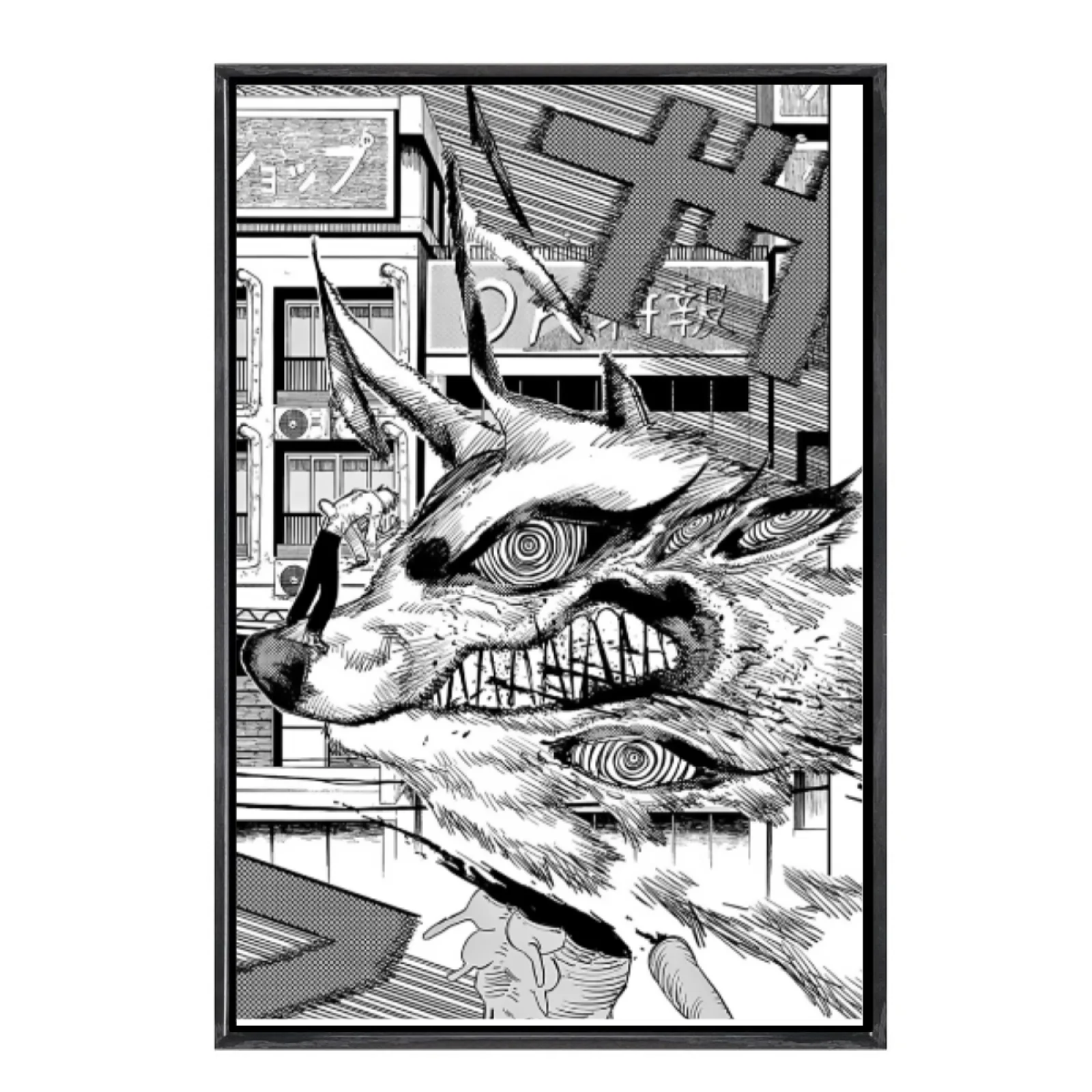 

Японский мультиразмерный холст с изображением манги, настенное искусство в двойной рамке, домашний декор с изображением бензопилы для гостиной, спальни