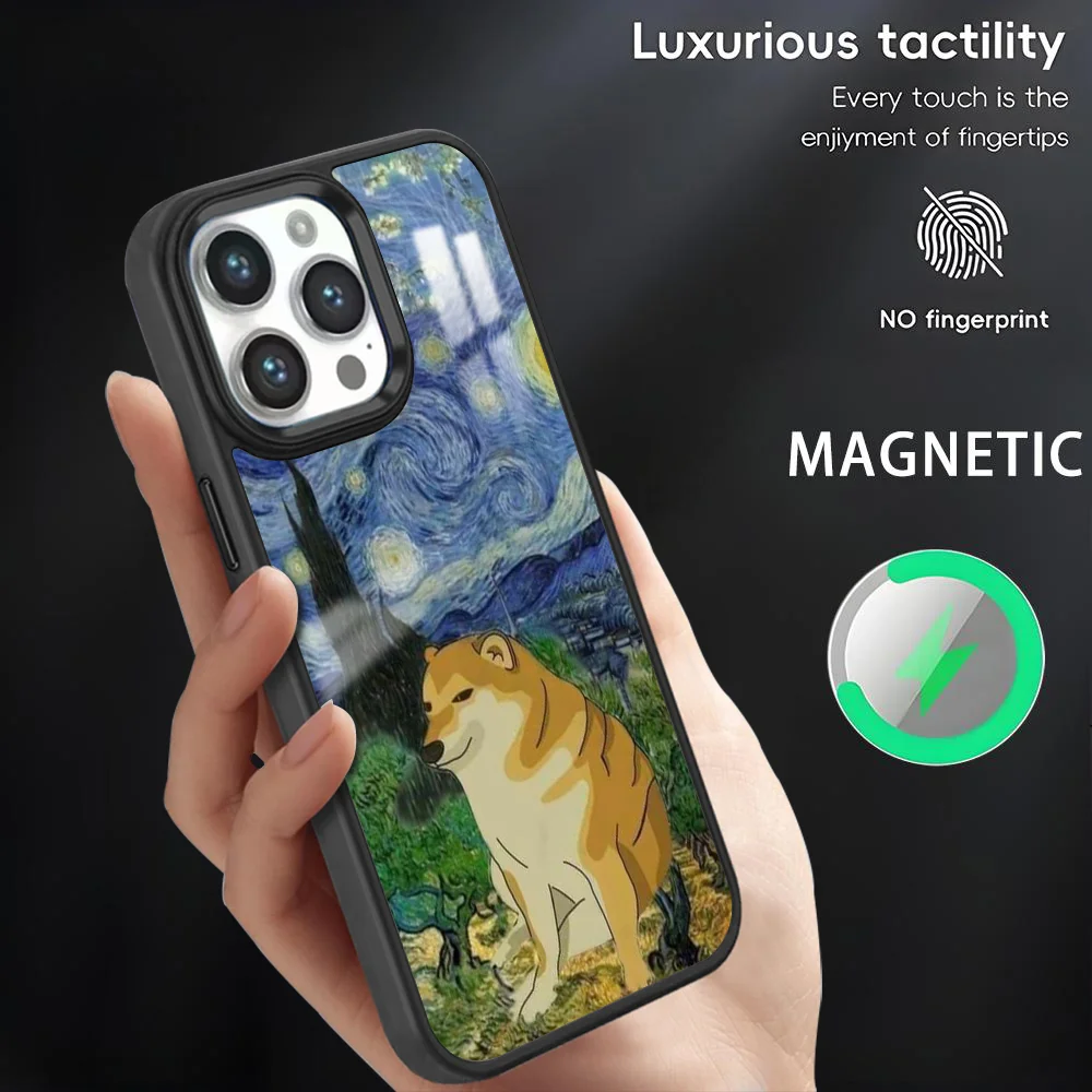 Cheems Shiba Inu Doge Meme Phone Case For iPhone 16 15 14 13 12 11 Pro Max Plus Mini Magnetic Magsafe Wireless Charging Cover