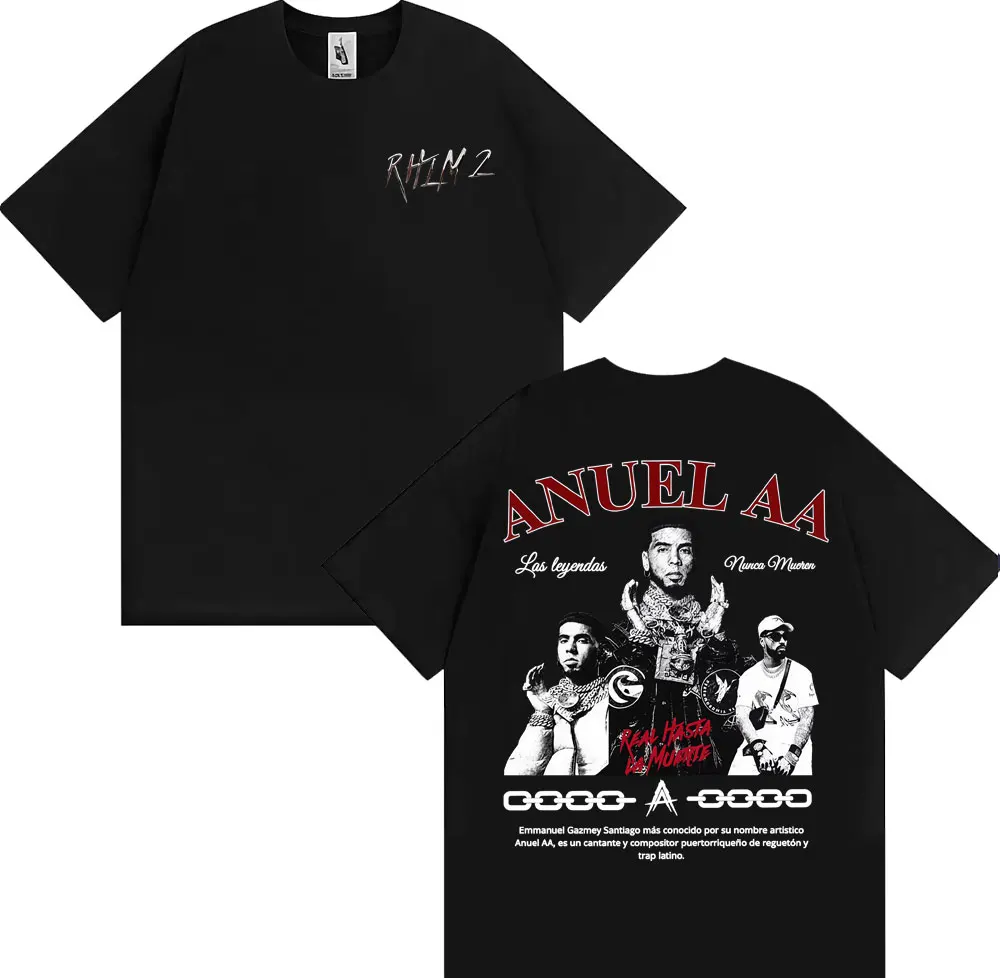 

Anuel AA Rhlm 2 Real Hasta La Muerte Album T Shirt Men's Clothing Harajuku Gothic Vintage T-shirts 100% Cotton Oversized T-shirt