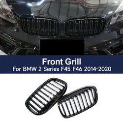 For BMW 2 Series F45 F46 2014-2020 Gloss Black Kidney Grilles Car Front Bumper Grilles Racing Grill Replacement Grille