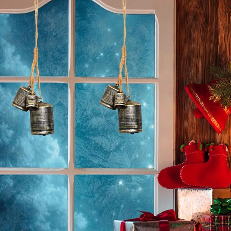 크리스마스 암소 종, 소박한 금속 벨, 빈티지 크리스마스 벨, 선명한 사운드, 앞 문짝 화환, 크리스마스 트리 장식