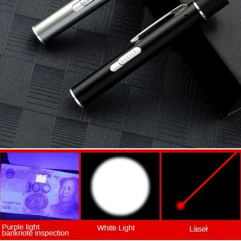 3 in 1 Multifunctional Flashlight Money Detector Rechargeable UV Black Light Bulb Small Portable New Version Money Detector Pen