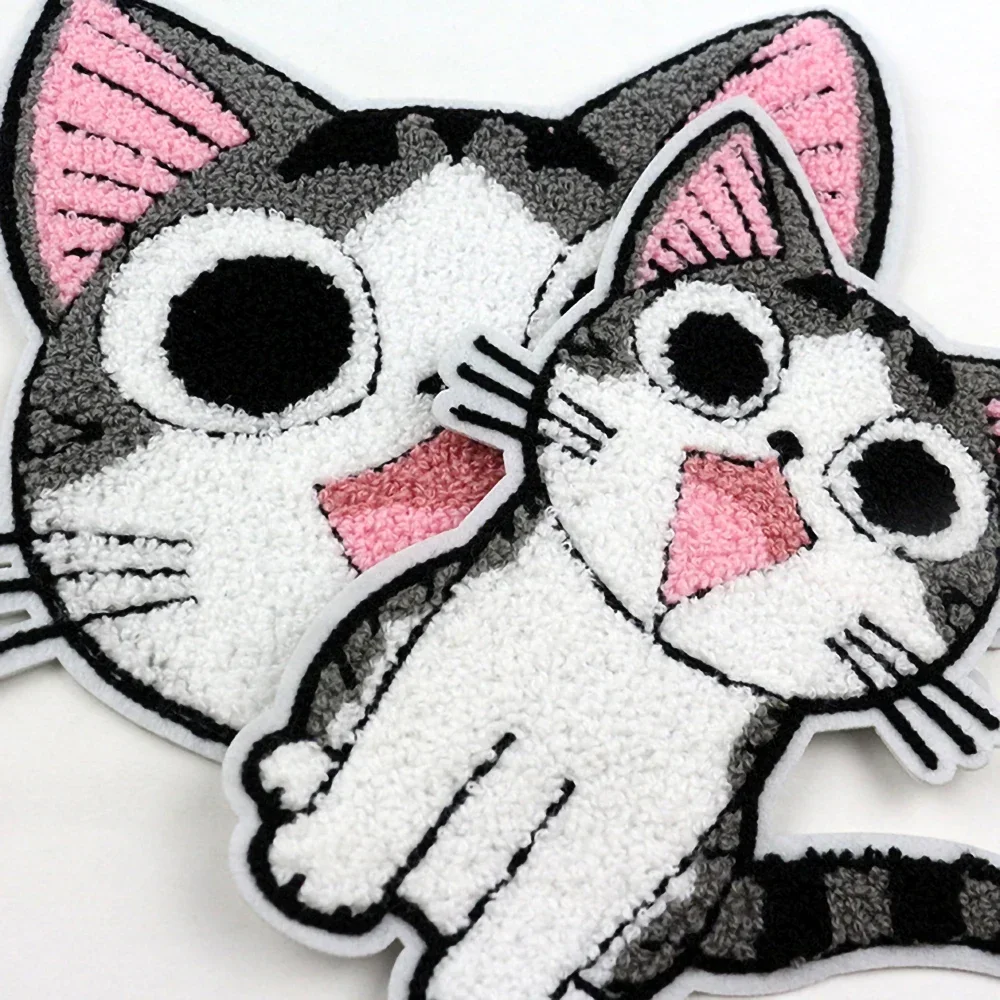 Fashion Cat Creative Stickers Personalized Decorative Embroidery Large Cat Embroidery Patch DIY Clothes Cowboy Hole Patch