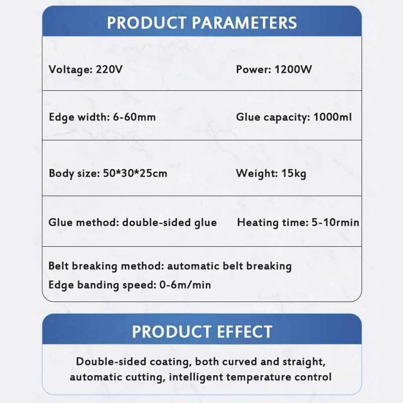 목재 수동 엣지 밴딩 기계, 직선 및 곡선 아크 모양 엣지 밴더, 목공 PVC 절단, 톱 테이블로 사용, 1200W