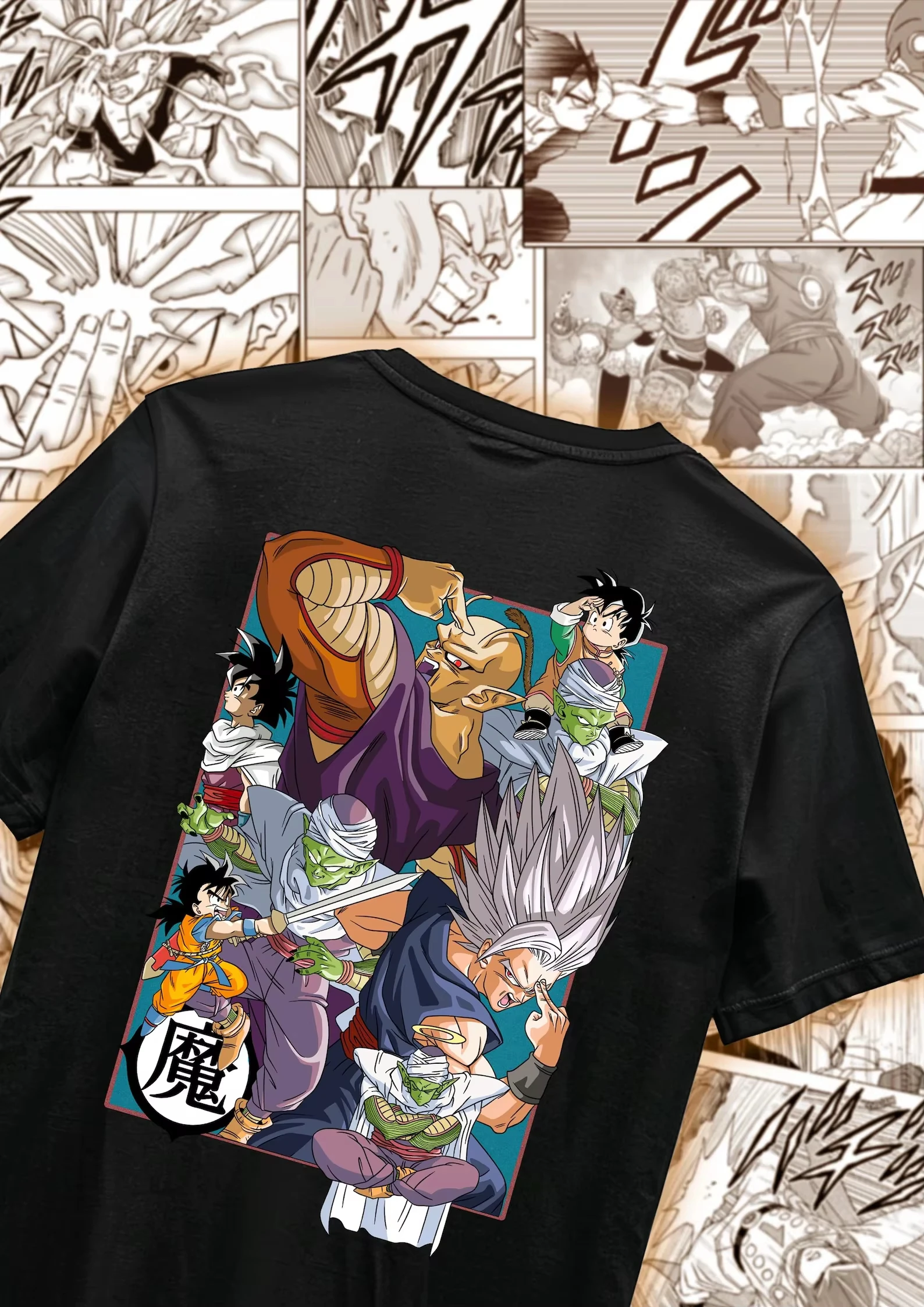 

2026 Summer Dragon Ball Retro Cotton T-Shirt, Oversized Unisex Kids & Adult Tee, Main Characters Group Graphic Print Streetwear