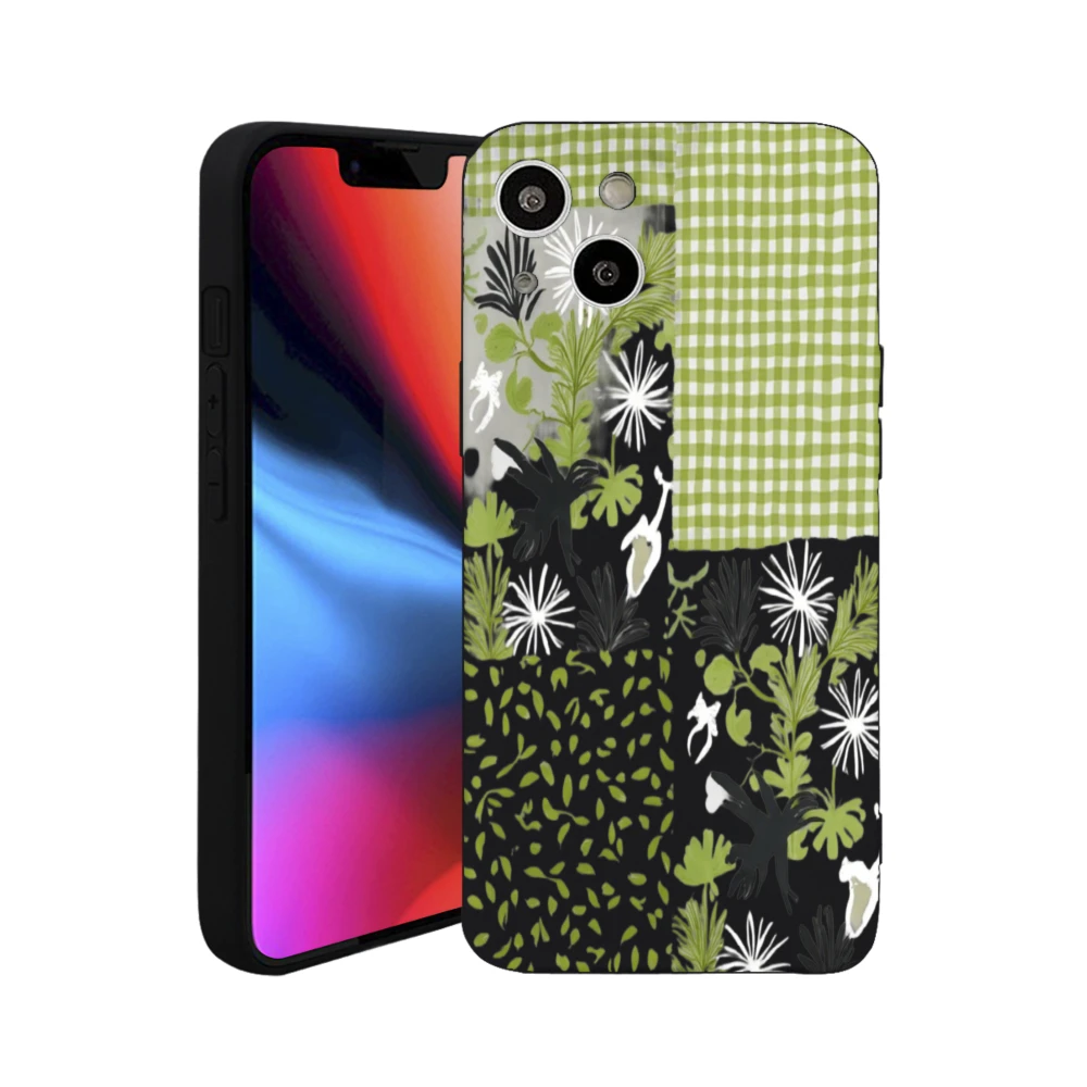 

Botanical Garden Style Phone Case With Floral And Checkered Pattern Matte Finish For Nature Lovers And Outdoor Enthusiasts One Piece