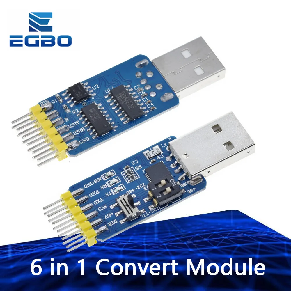 1PCS EGBO NEW USB CP2102 to TTL RS232 USB TTL to RS485 Mutual Convert 6 in 1 Convert Module Good