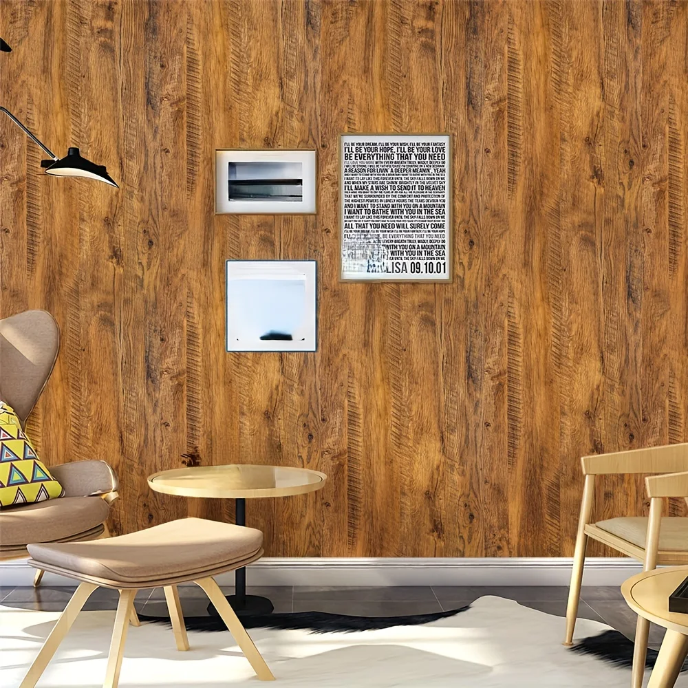Rustic Brown Wood Grain Peel & Stick Wallpaper - Removable, Self-Adhesive Vinyl for Cabinets Drawer Lining Peel and Stick Decor