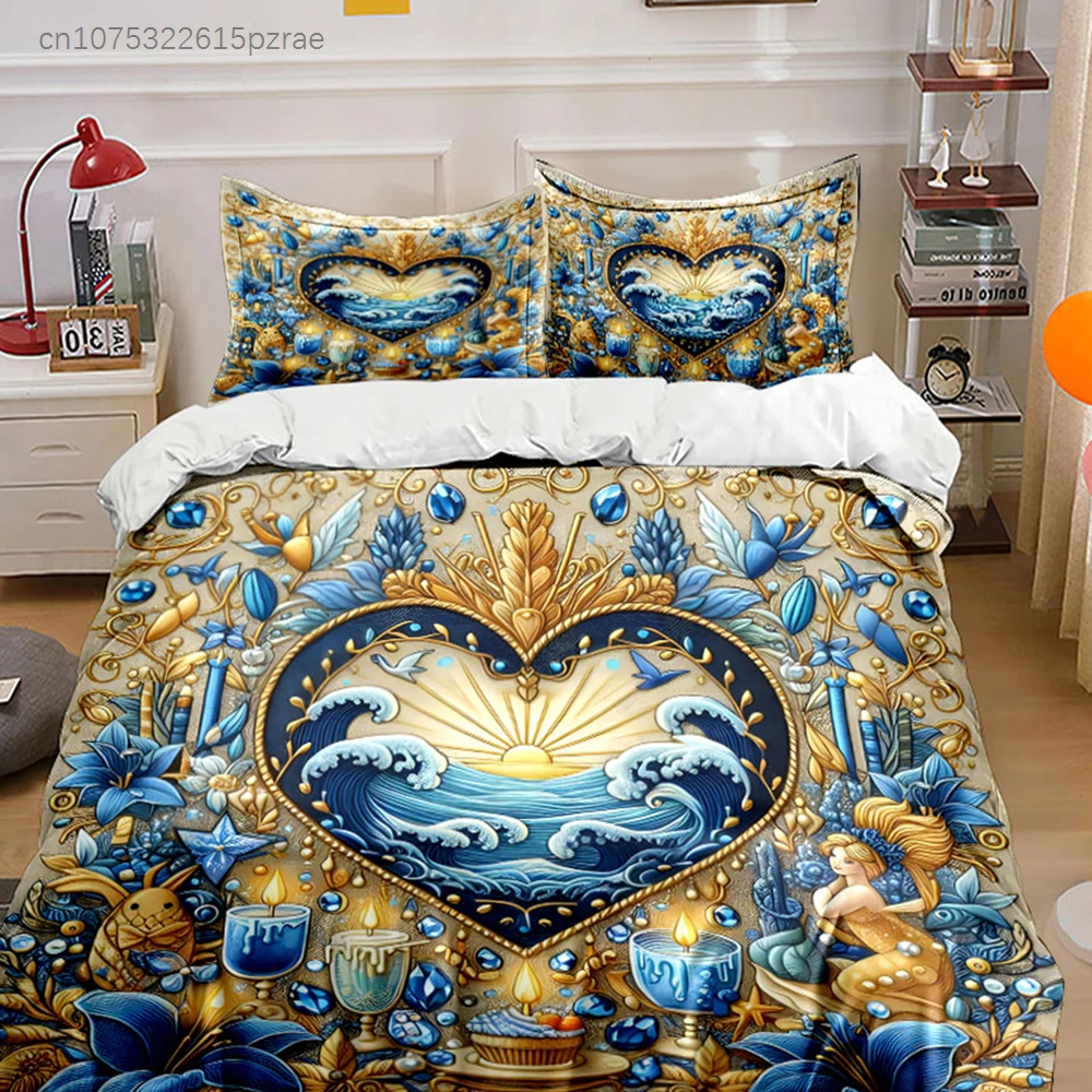 Oceanic Beauty Wall Art Set Multiple Sizes kid's And adults' Bedroom Exquisite 3PC Bedding set, Gift
