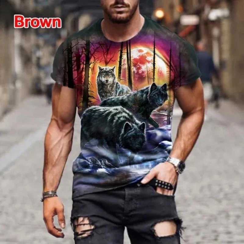 New Fashion Realistic 3D Wolf Printed T Shirt Men Women Cool Causal Loose T Shirt