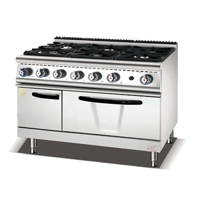 Gas 6 burners stove with oven hotel kitchen equipment price list commercial used industrial kitchen energy saving