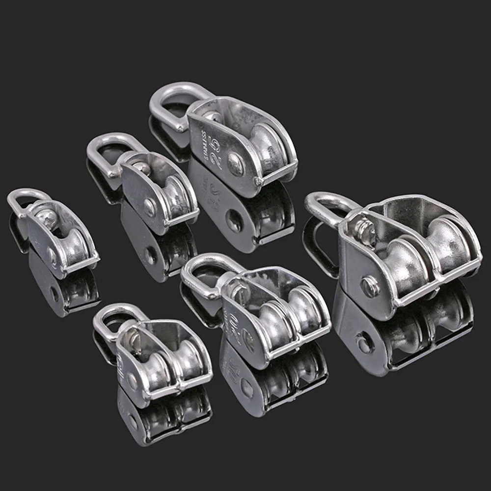 Wire Rope/Chain Traction Fixed Pulley M15 M20 M25 M32 M50 M75 M100 Stainless Steel Lifting Wheel Single/Double Pulley For DIY