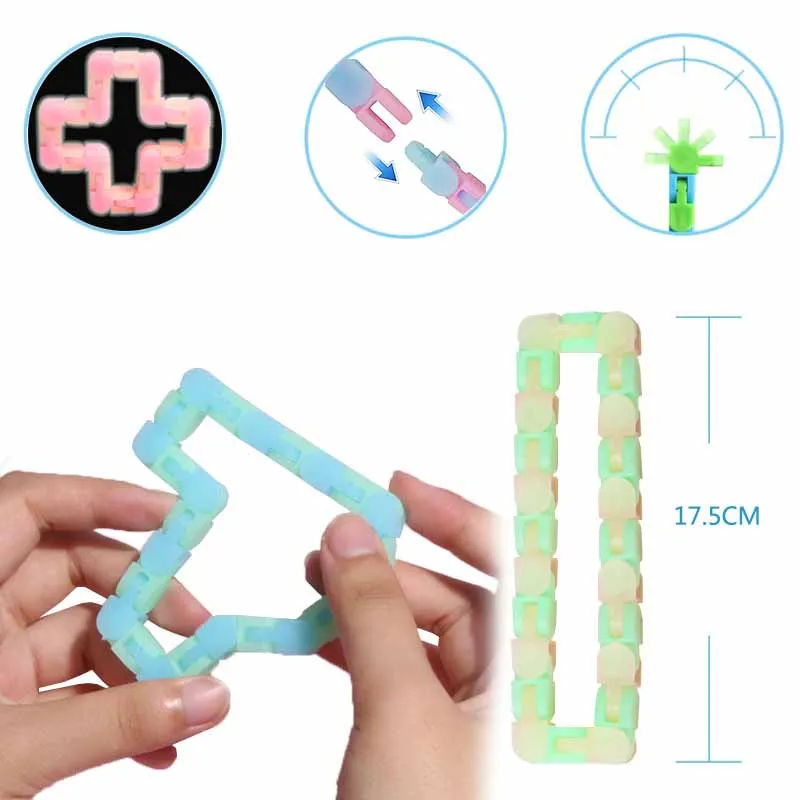 Novelty Funny Bicycle Track Bracelet Toys 24 Sections Glow-in-the-Dark Track Bracelet Toys Children's Stress Relief Puzzle Toys