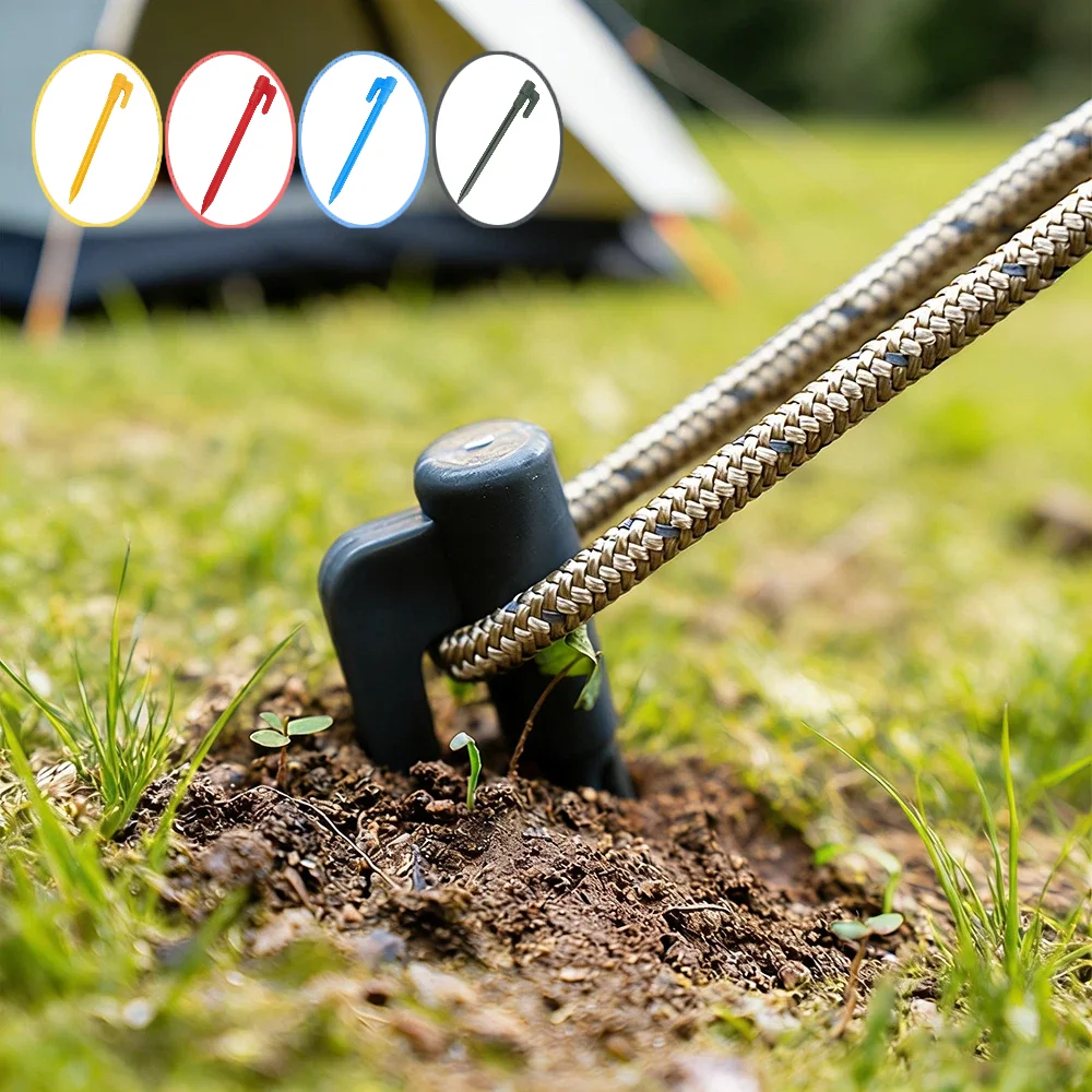 20pcs L-shaped Tent Fixing Nail, Portable Tent Accessories, Picnic Mat Fixing Ground Nail Courtyard Outdoor Facility Fixing Nail