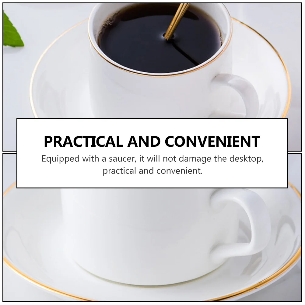 

1Set Ceramic Coffee Cup Set with Saucer Spoon Inlaid Drinkware for Tea Cappuccino Latte Macchiato Hot